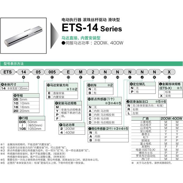 CKD喜開(kāi)理電動(dòng)執(zhí)行器（無(wú)馬達(dá)型）滑塊型ETS-14-10005-EM2NNNNN