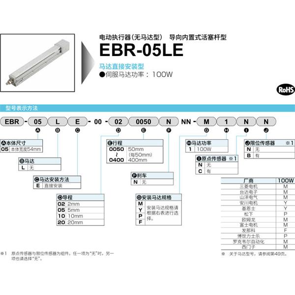 CKD喜開理電動執行器（無馬達型）滑塊型EBR-05LE-00-020150NNN-M1NN